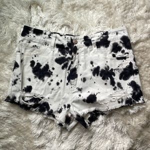 Tie Die White and Black Denim Shorts Size 31
